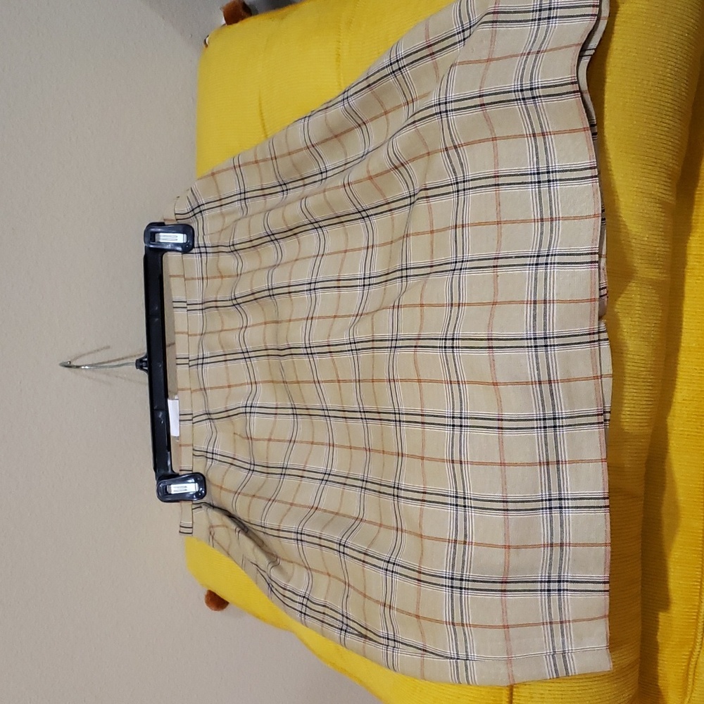 ConradC tan plaid skirt size 12